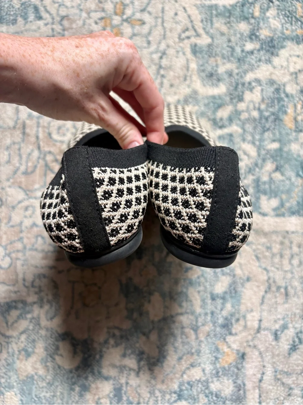 VIVAIA Ballet Flats Geometric Knit Black Cream White Tweed Fall Size 39 US 8